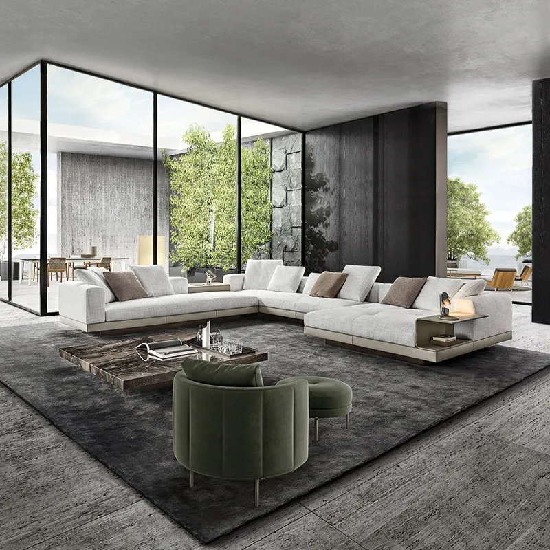 Modern minimalist sectional fabric sofa designer villa living room corner sofa sets