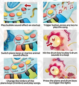 Wholesale Kids Seahorse Piano <b>Keyboard</b> With Microphone Flash Light Musical Toy Early Education Entertainment Toy - Product Image 5
