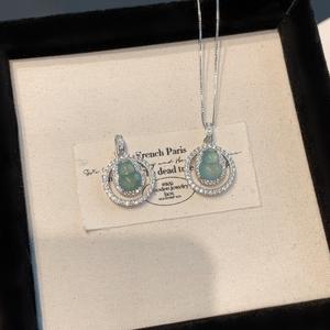 Collier en argent pur S925 avec pendentif ovale en turquoise naturelle, chaîne en os de serpent, sensation fraîche, pendentifs fins, charmes - Product Image 5