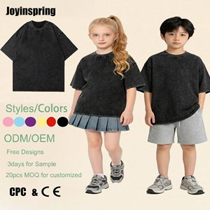 Camiseta para niñas de 230g con lavado vintage, al por mayor, de algodón pesado, hombro caído, manga corta oversize, estilo retro desgastado, con logotipo personalizado - Product Image 1