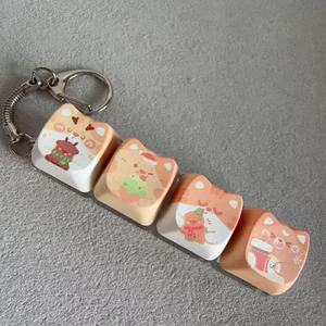 Tecla PBT Personalizada de Gato Navideño, 4 Teclas, Interruptor Mecánico, Sonido de Clic, Alivio del Estrés, Juguete de Llavero para Teclado - Product Image 5