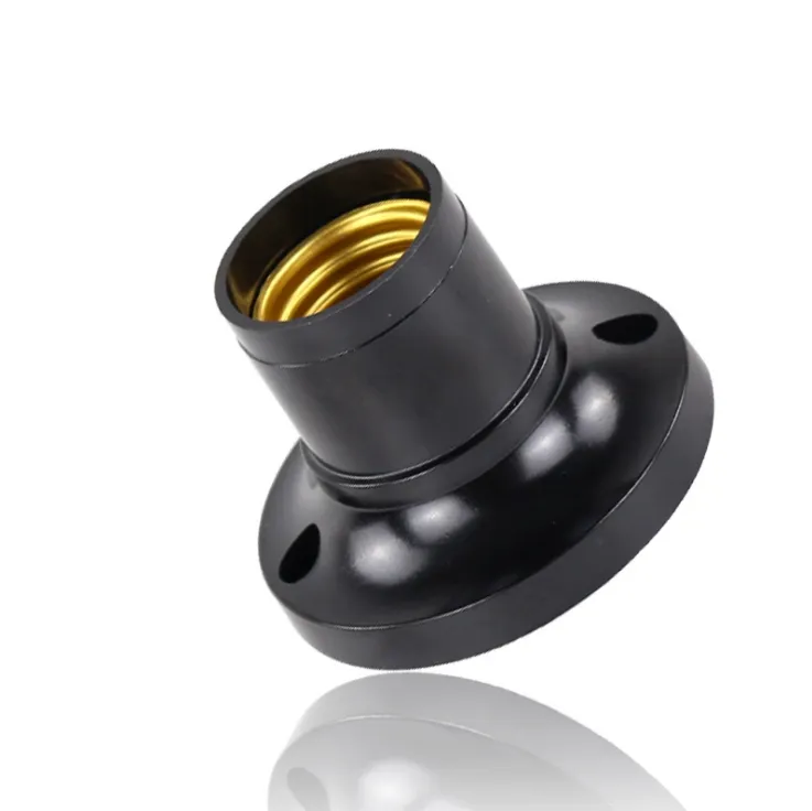 Portalámparas de tornillo de cuello de cisne flexible de baquelita de metal e27 negro con interruptor