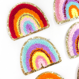 Patch en chenille arc-en-ciel, badge brodé bohème, applique colorée soleil nuage étoile thermocollante pour veste, sac, vêtements DIY, décoration pour filles - Product Image 3