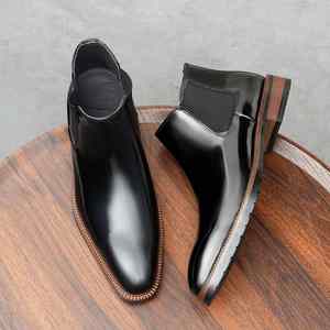 Botas de Hombre con Punta Cuadrada, Estilo Británico Retro, Casuales y Elegantes, Botas de Tobillo Formales de Negocios de Alta Calidad - Product Image 2