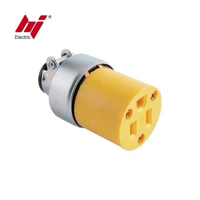 High Quality 15A 125V Industrial Grade Straight Blade Armored Grounding Connector