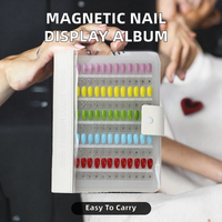Album professionnel portable magnétique pour présentation d'ongles, anti-poussière, transparent, pour cartes de couleurs, rangement et collection de capsules d'ongles en gel