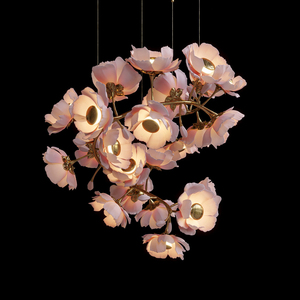 Lustre moderne personnalisé de style Zhongshan, motif floral pivoine, branches en céramique et cuivre, pour salon et <span class=keywords><strong>hôtel</strong></span> - Product Image 5