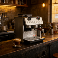 Machine à expresso semi-automatique à double chaudière en acier inoxydable de qualité commerciale, pompe rotative externe, double régulation de température PID