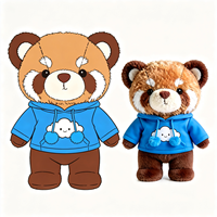 Adorable peluche panda roux nuageux, jouet en peluche doux avec capuche pour enfants, adorable peluche panda roux
