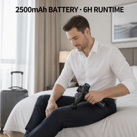 Pistolet de massage en gros 60W, moteur sans balais 3500 tr/min, 12 têtes, 12 niveaux, batterie 2500 mAh, 6 heures d'autonomie, personnalisable OEM