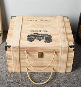 Boîte à <span class=keywords><strong>vin</strong></span> portable en <span class=keywords><strong>bois</strong></span> peint réutilisable pour 6 bouteilles avec poignée en corde, boîte de transport et d'exposition - Product Image 4
