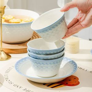 8-Inch Retro Gốm Sâu Tấm <span class=keywords><strong>2025</strong></span> Ánh Sáng Màu Xanh Sang Trọng Home & Nhà Hàng/Khách Sạn Phong Cách Thực Tế Bộ Đồ Ăn Cho Bữa Ăn Tối - Product Image 5