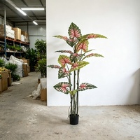 Plante artificielle réaliste de haute qualité, branche de taro verte, bonsaï en plastique en pot pour la décoration de la maison et des hôtels