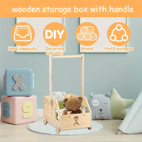 Étagère de rangement en bois pour peluches d'enfants avec chariot coulissant, organiseur multifonctionnel pour jouets en peluche