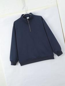 メンズハーフジップスタンド襟スウェットシャツ秋冬カジュアル & アウトドアウェア用ルーズフィットフリースプルオーバー - Product Image 1