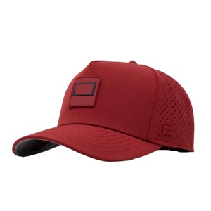 OEM Custom Mesh Perforated Hat Logo 5 Panel Slightly Curved Brim Snapback <b>Waterproof</b> Rubber Patch Golf <b>Cap</b> - Product Image 1