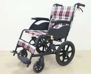 Silla de Ruedas Portátil de Tela a Cuadros Transpirable con Logotipo Personalizado, Gran Capacidad de Carga, para Personas Mayores y Pacientes Discapacitados - Product Image 1