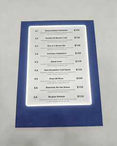 Menu numérique personnalisé en similicuir avec éclairage LED, une page, pour restaurant, menu numérique rechargeable avec éclairage LED - Product Image 4