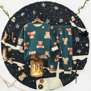 Vente en gros – Nouveauté Automne Hiver – Pyjamas et sous-vêtements chauds et respirants en soie de lait doublés polaire, motif dessin animé mignon, pour bébés, enfants, garçons et filles - Product Image 3