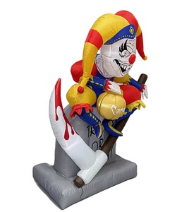 <span class=keywords><strong>Clown</strong></span> gonflable automatisé de 6 pieds pour Halloween, s'assis sur la pierre tombale avec une faucille, pour décorations extérieures - Product Image 3