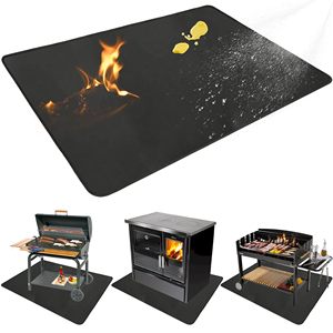 Tappetino per Griglia in Fibra di Vetro Resistente alle Fiamme, Rivestito in Silicone, Impermeabile e Ignifugo, per Caminetto Interno ed Esterno, Accessori per Barbecue - Product Image 1