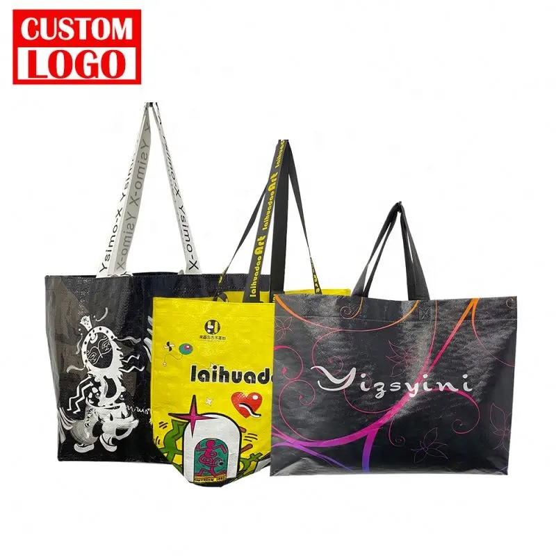 Custom Logo Printed Promotional Tote Pp Woven Custom Bag Wholesale Price Pp Woven Rpet Shopping Bag