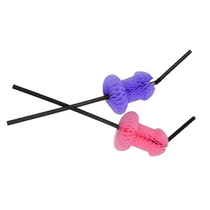 Pafu Bachelorette Party Straw Penis Honeycomb Paper Straws 4pcs Pack