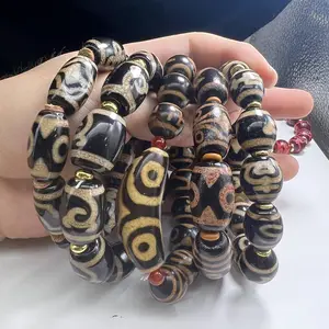 Natural Stone Bracelet Tibetan Dzi Bracelets Agate Dzi Beads Onyx Bracelets Elastic Rope For Women Men Gift