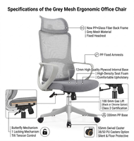 Chaise de bureau ergonomique réglable avec appui-tête, design moderne minimaliste haut de gamme, siège confortable en peluche et dossier en maille respirante