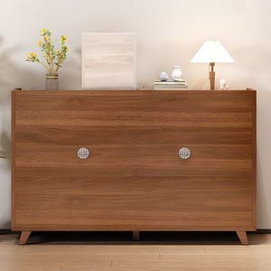 収納キャビネットモダンデザインリビングルームエントリーウォールナット無垢材高さ調節可能 - Product Image 2