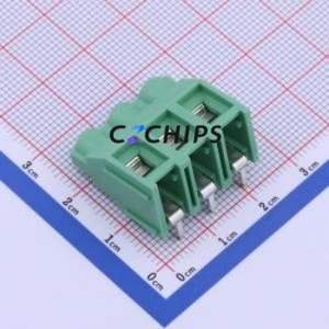 DB910R-7.62-3P-GN-S Screw Terminal Block Bent Lead Through Hole,P=7.62mm Connector 1x3P 7.62mm Green Right Angle Insert - Product Image 2