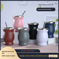Offre Spéciale 8oz Double Paroi Sous Vide Gourde Tasse En Gros Argentin Yerba Mate Service À Thé Logo Personnalisé Isolé En Acier Inoxydable