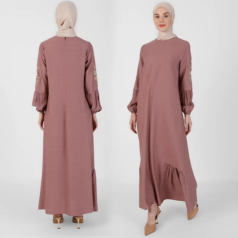 Groothandel Custom Mode Nieuwe Effen Kleur Bescheiden Khimar Hijab Abaya Vrouwen Moslim Jurk Casual Maxi Plus Size Jurken