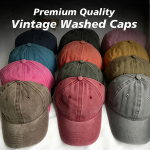 Casquette de baseball unie en sergé de coton délavé, chapeau de sport personnalisé avec broderie 3D, logo en relief OEM, boucle de luxe, chapeau structuré de qualité supérieure - Product Image 1