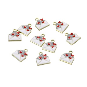 Heart Envelope Pendant Alloy Plated For <b>Bracelet</b> Making Jewelry Findings AC1466 - Product Image 3