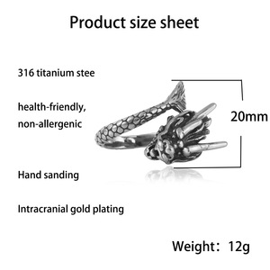 Men's Dragon <b>Head</b> Ring Gold Tone Stainless Steel Animal Shape Punk <b>Style</b> Jewelry Gift 240111 - Product Image 3