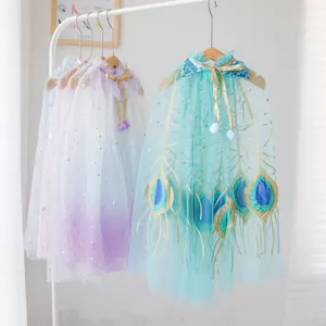 Boutique Kids Cape Kids Birthday Party Accessories Children's Shawl Tutu Toddler Party Wear Princess Cloak Tulle Kids Party Cape