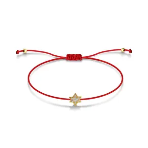 PEISHANG customized 925 Sterling silver Red String Friendship Jewish Star Bracelet