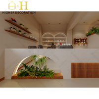 Vitrine de présentation de café en bois sur mesure, armoire de présentation de café à LED personnalisée pour boutique