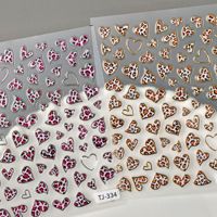Stiker Kuku Natal 3D Motif Emas Timbul, Pita Merah Pasir, Bunga Warna-warni, Hati Cinta, Stiker Seni Kuku DIY
