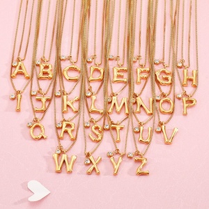 Aizhilin-cadena de oro rellena de acero inoxidable para mujer, cadena de oro con 26 letras mayúsculas, <span class=keywords><strong>Europa</strong></span> y América - Product Image 2