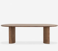 Table à manger ovale en bois minimaliste moderne, base incurvée unique, mobilier de salle à manger en noyer de luxe pour la maison, l'hôtel, le restaurant