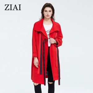 Cappotto Lungo Femminile alla Moda, Taglie Forti, Giacca Antivento da <span class=keywords><strong>Donna</strong></span> con Colletto Alto, <span class=keywords><strong>Trench</strong></span> <span class=keywords><strong>Rosso</strong></span> Primaverile - Product Image 2