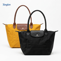 Sac fourre-tout pliable en nylon 2026 pour femme, grand sac à bandoulière léger à longues poignées, sac de voyage réutilisable, taille L