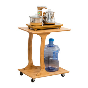 Movable Wood Coffee <b>Table</b> <b>With</b> <b>Wheels</b> Small Living Room Tea <b>Table</b> Modern Apartment <b>Side</b> <b>Table</b> Natural Color E Shape Design - Product Image 5