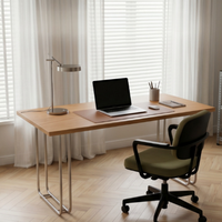 Table de bureau vintage industrielle en bois massif avec pieds en acier inoxydable, idéale pour la maison, le bureau ou comme table d'étudiant – Grande taille – Offre spéciale