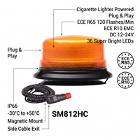 Luz Estroboscópica LED Ámbar de Advertencia para Automóviles y Camiones SM812HC ECE R65 R10 SAE, Luces de Emergencia Intermitentes, Lámpara de Baliza con Montaje Magnético
