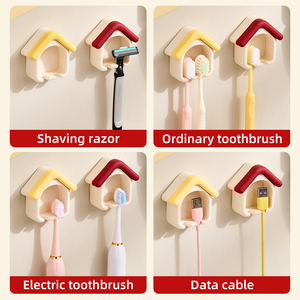 Support mural auto-adhésif sans perçage pour brosse à dents, forme petite maison, idéal pour salle de bain, compatible OEM - Product Image 6