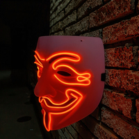 Masque d'Halloween Vendetta Masques faciaux amusants en PVC lumineux à LED Masque effrayant EL Wire Clignotant Party avec EL Wire