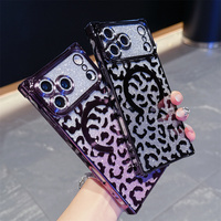 Coque de téléphone magnétique électroplaquée à paillettes dégradées Y2K de luxe pour iPhone 18 17 Pro Max 16 15 14 13 – Housse de protection motif léopard tendance
